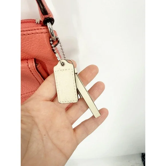Coach Park Swingpack Pebbled Leather Crossbody Bag Coral Pink Front Pocket Small - Picture 4 of 10